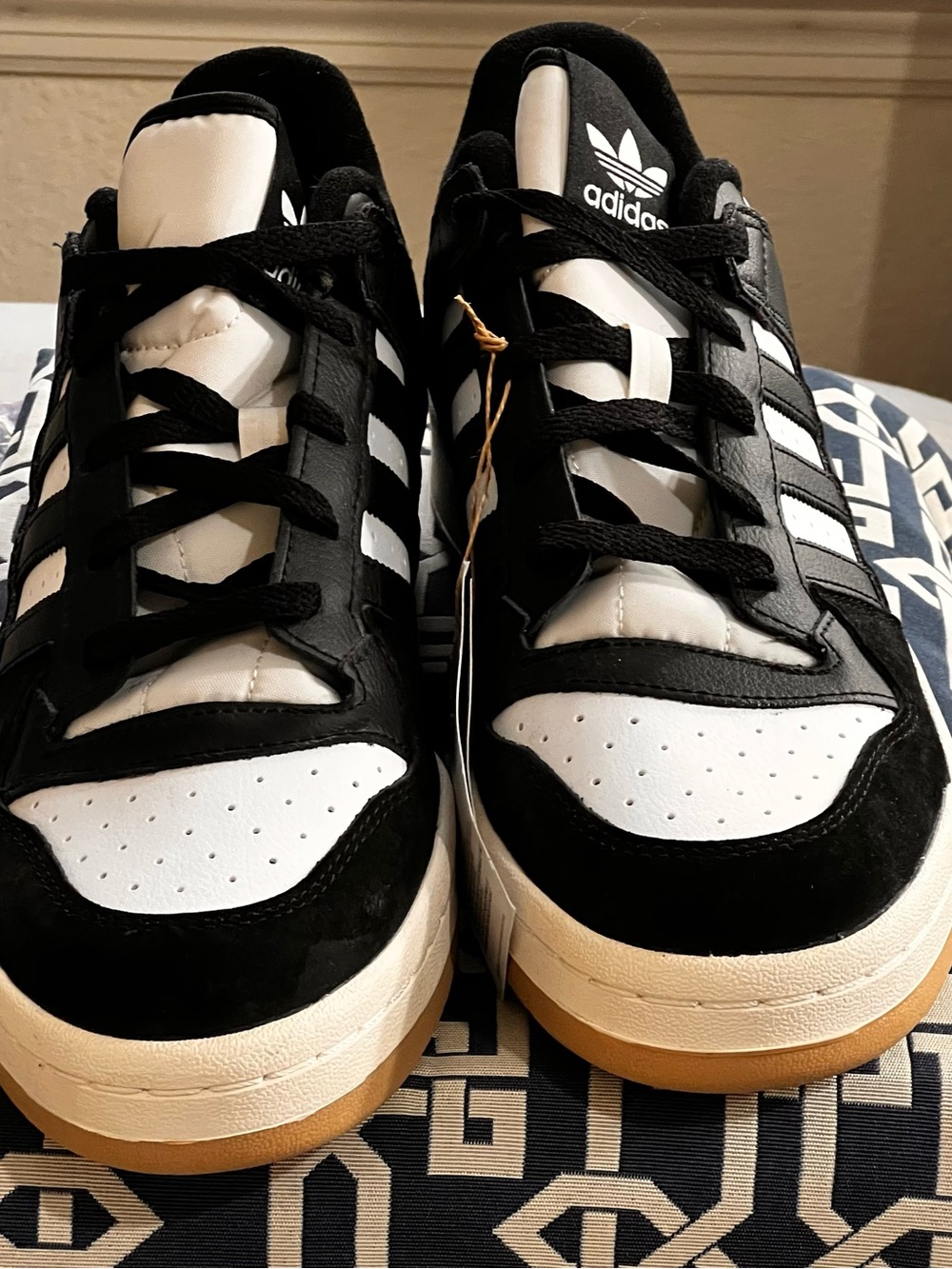 adidas Black and White Low-Top Sneakers with Gum Sole